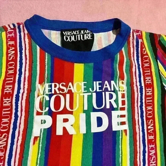 Versace Jeans Couture Pride Project Rainbow T Shirt Womens Size 6 - Picture 12 of 14